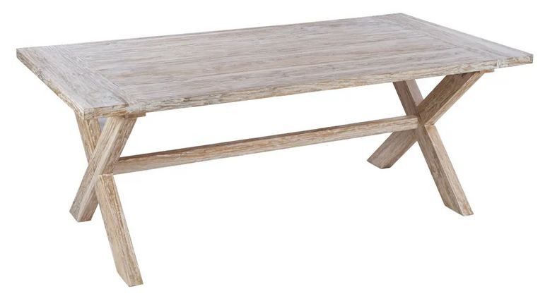 Table à manger teck massif clair blanchi Gaji 200 cm - Photo n°1