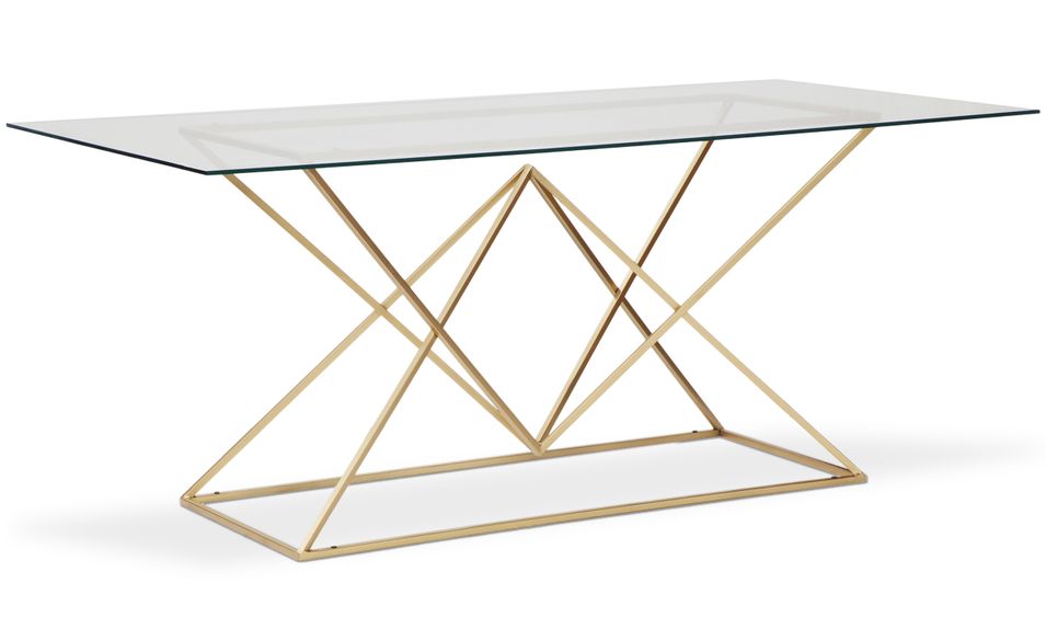 Table à manger verre transparent et pieds métal doré Reg 180 cm - Photo n°1