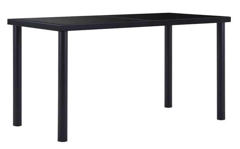 Table à manger verre trempé et pieds métal noir Orati 140 cm - Photo n°1