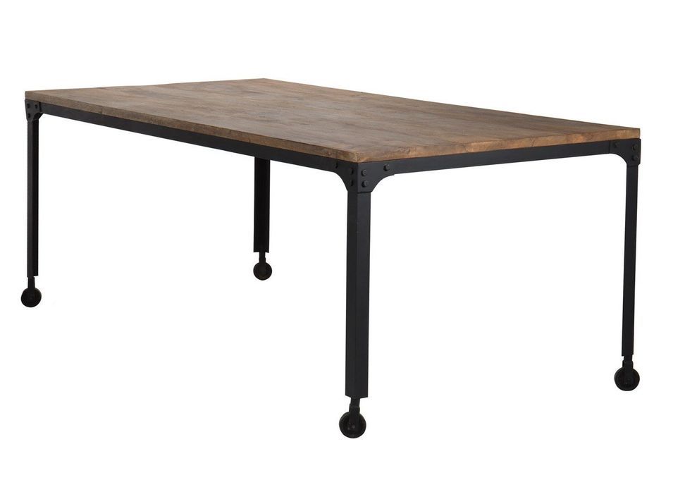 Table à manger vintage bois recyclé et pieds noir Kylan 200 cm - Photo n°1