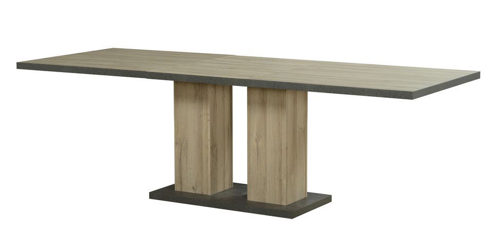 Table à rallonge chêne clair et gris béton Oscar - Photo n°1
