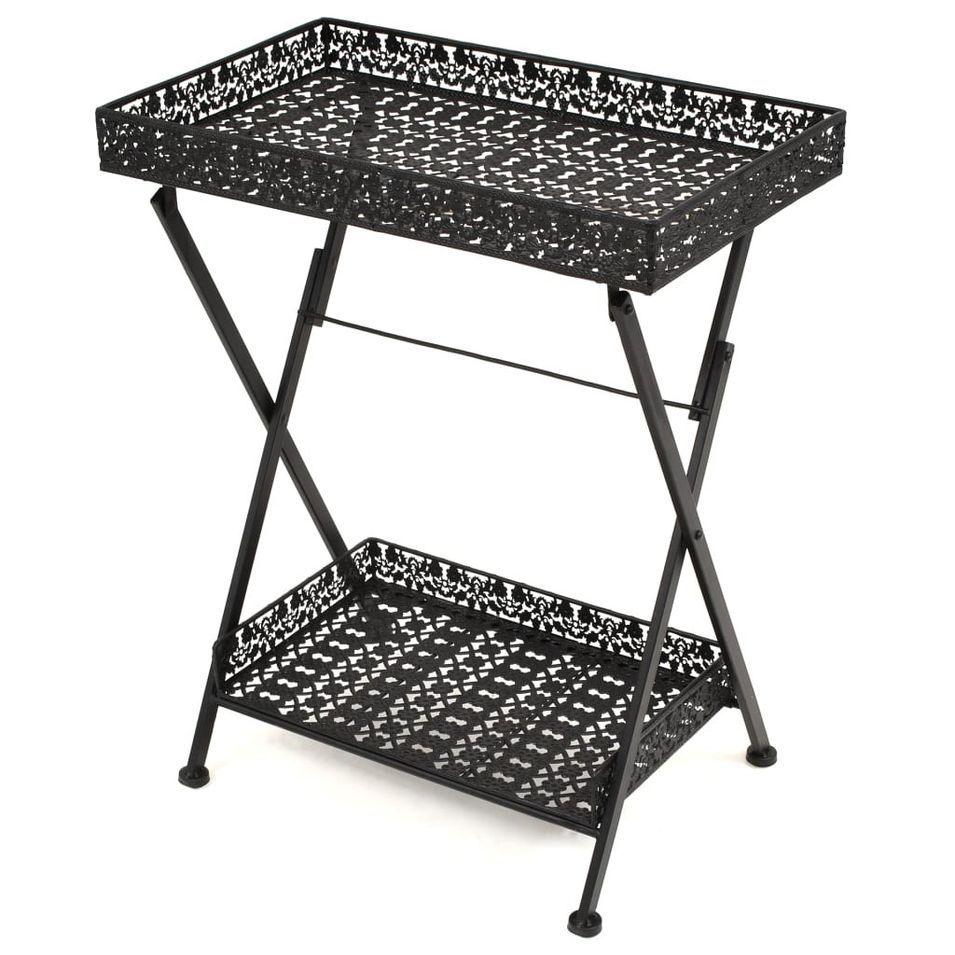 Table à thé pliante Style vintage Métal 58 x 35 x 72 cm Noir - Photo n°1
