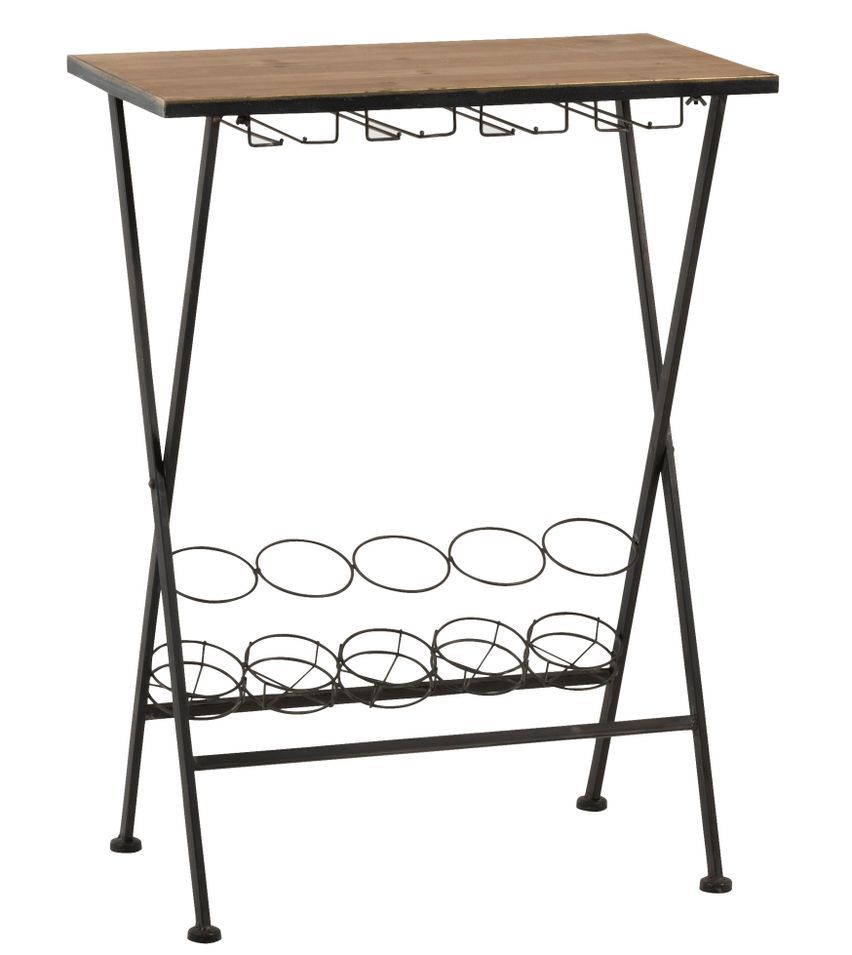 Table avec range bouteilles bois noir Gaspi L 65 cm - Photo n°1