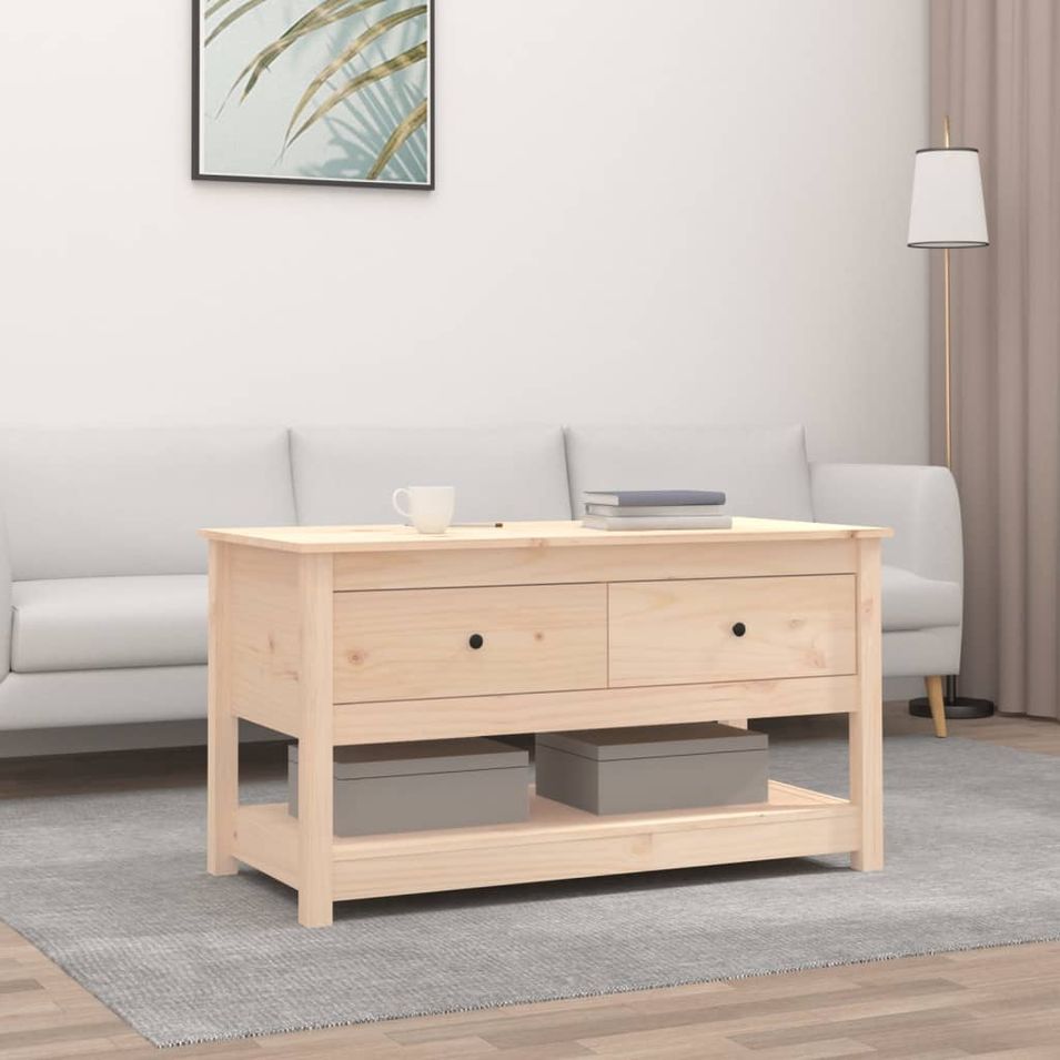 Table basse 102x49x55 cm Bois massif de pin - Photo n°1