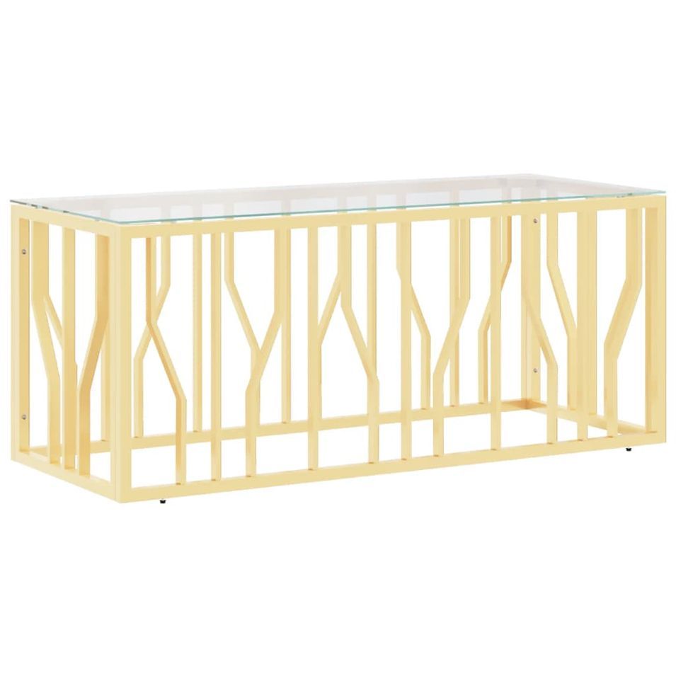 Table basse 110x45x45 cm acier inoxydable et verre - Photo n°1