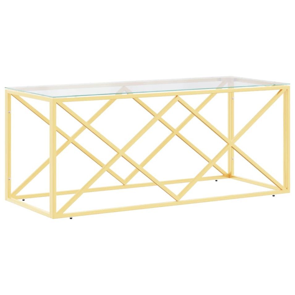 Table basse 110x45x45 cm acier inoxydable et verre - Photo n°1
