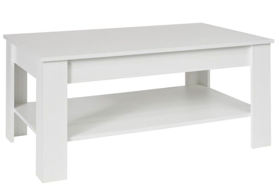 Table basse 2 niveaux blanc mat Koryne L 110 x H 49 x P 67 cm - Photo n°1