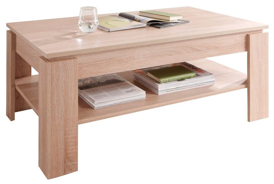 Table basse 2 niveaux chêne Sonoma clair Koryne L 110 x H 47 x P 65 cm - Photo n°1