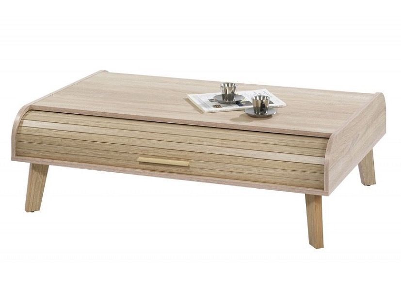 Table basse 2 rideaux chênes clair Happy 114 cm - Photo n°1