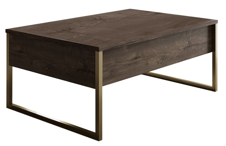 Table basse 2 tiroirs mélaminé gris et blanc Sed 110 cm - Photo n°1