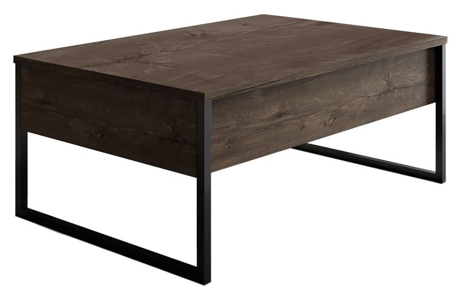 Table basse 2 tiroirs mélaminé gris et blanc Sed 110 cm - Photo n°1
