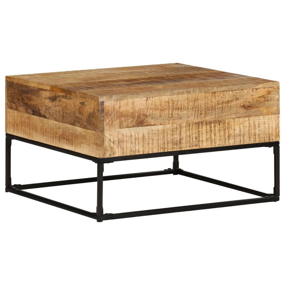 Table basse 68x68x41 cm Bois de manguier brut - Photo n°1