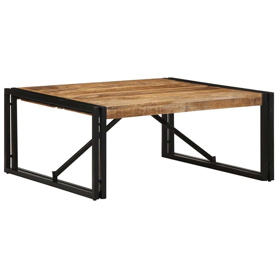 Table basse 80x80x35 cm bois de manguier massif brut - Photo n°1