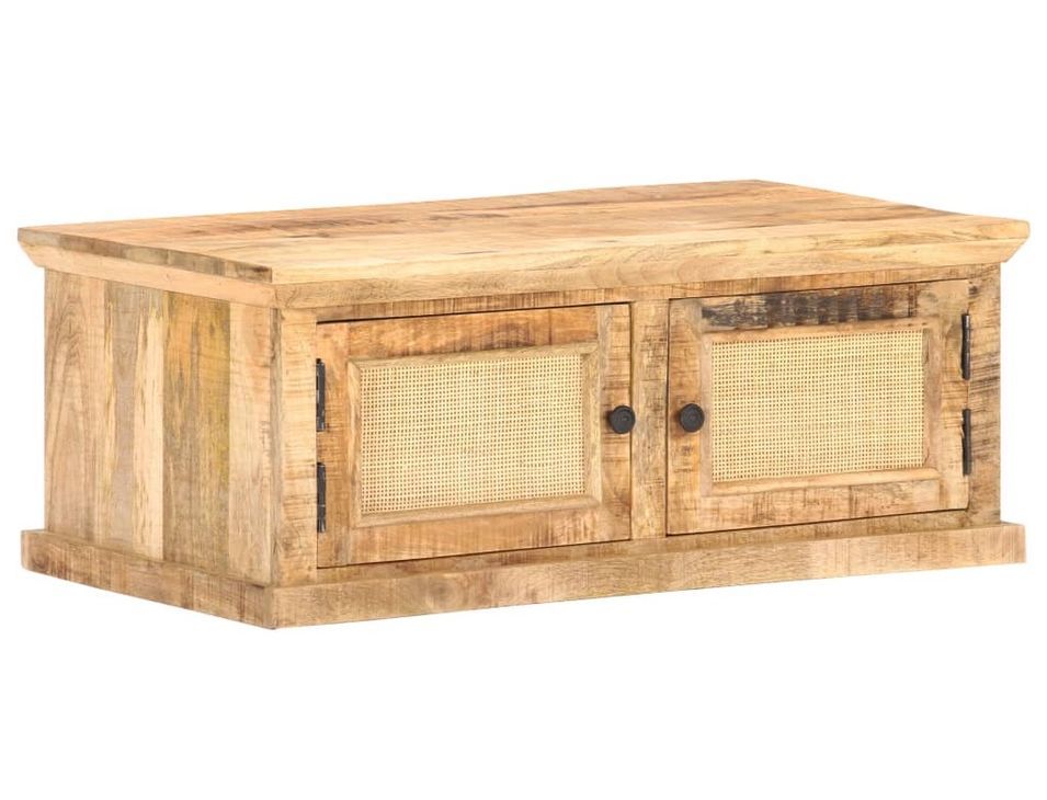 Table basse 90x50x35 cm Bois de manguier et canne naturelle - Photo n°1
