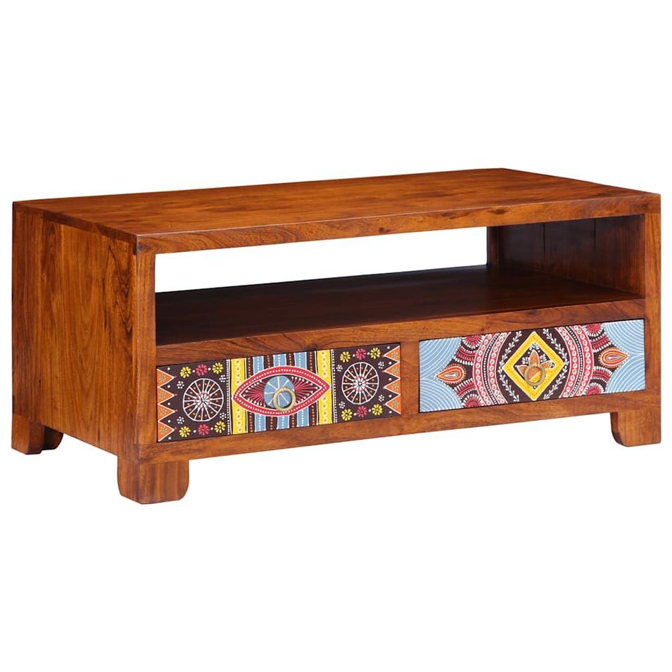 Table basse 90x50x40 cm bois d'acacia massif - Photo n°1