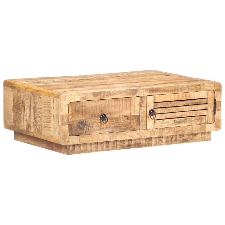 Table basse 90x60x29 cm Bois de manguier brut - Photo n°1
