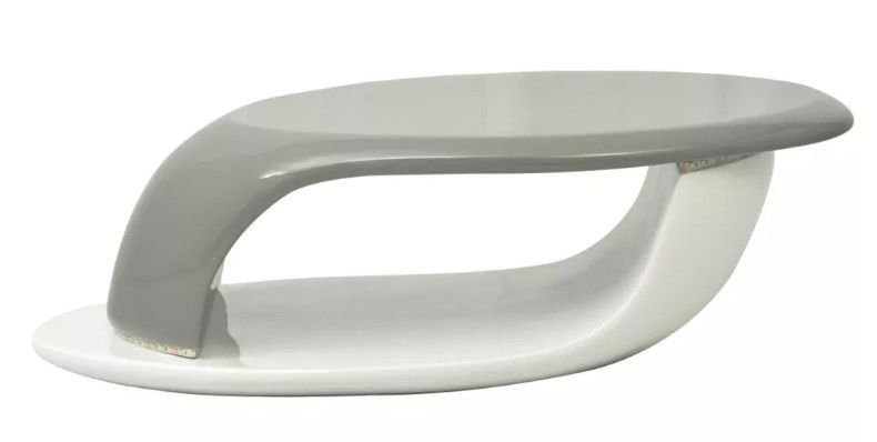 Table basse à LED fibre de verre blanc et gris brillant Scoty - Photo n°1