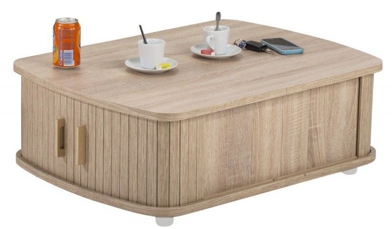 Table basse à rideaux chêne naturel Lohan - Photo n°1