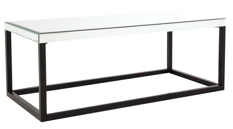 Table basse art déco verre argenté et bois noir Karla - Photo n°1