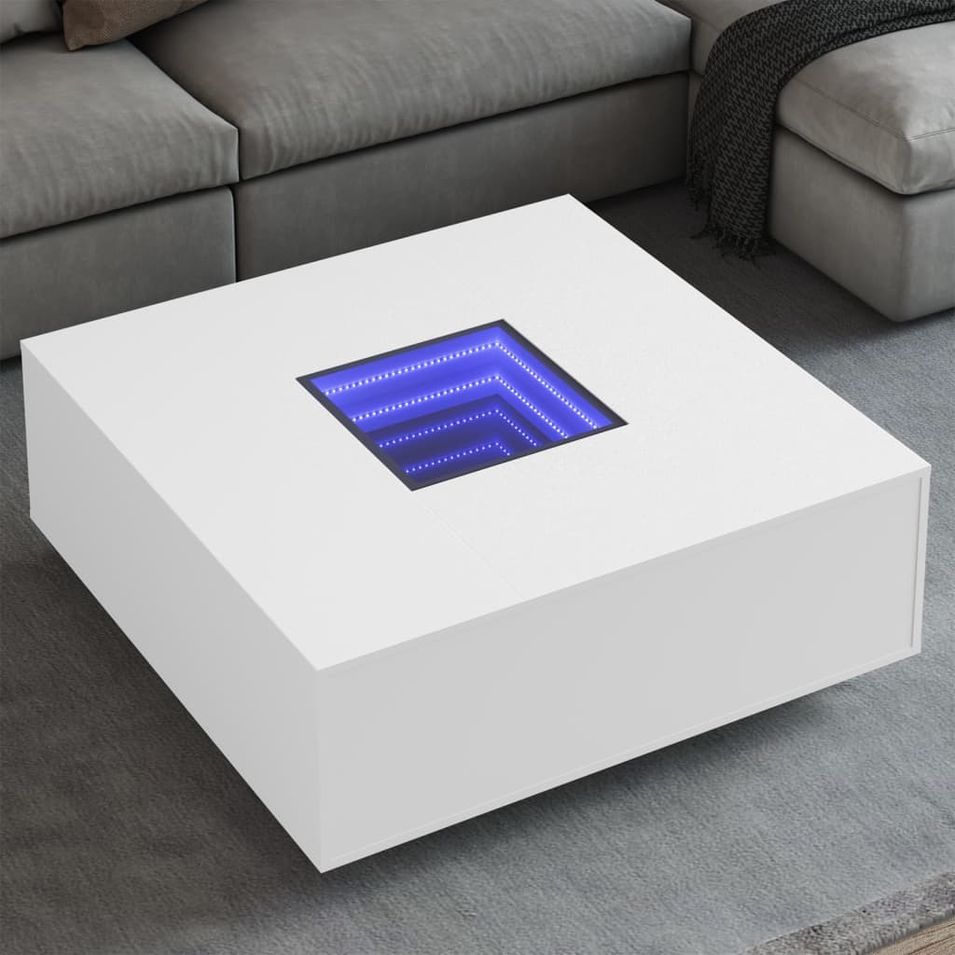 Table basse avec LED infini blanc 100x100x40 cm - Photo n°1