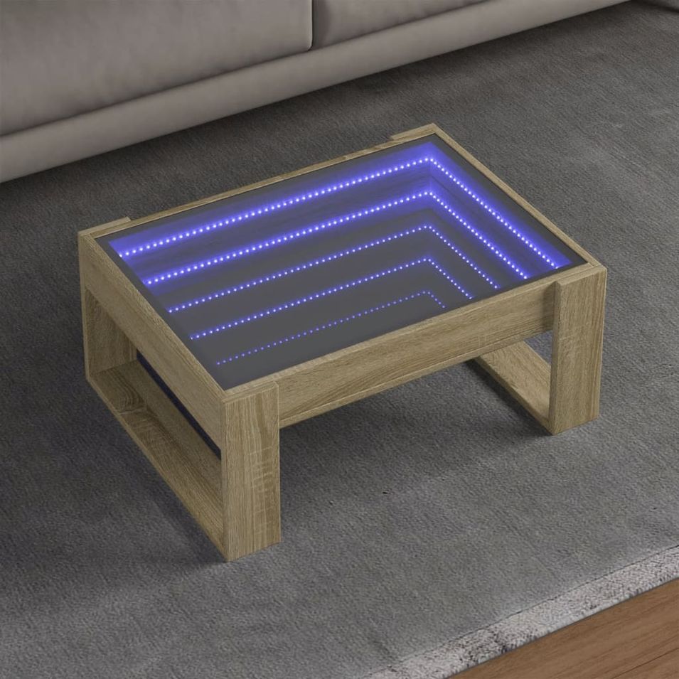 Table basse avec LED infini chêne sonoma 70x53x30 cm - Photo n°1