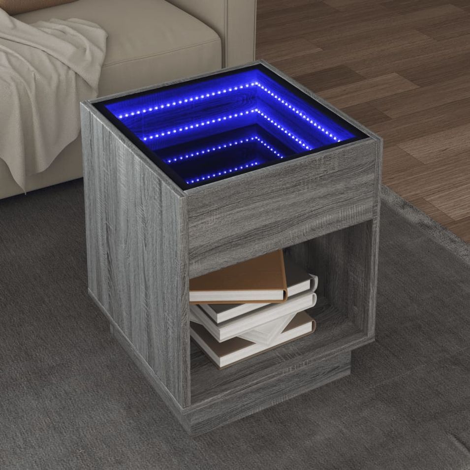 Table basse avec LED infini sonoma gris 40x40x50 cm - Photo n°1