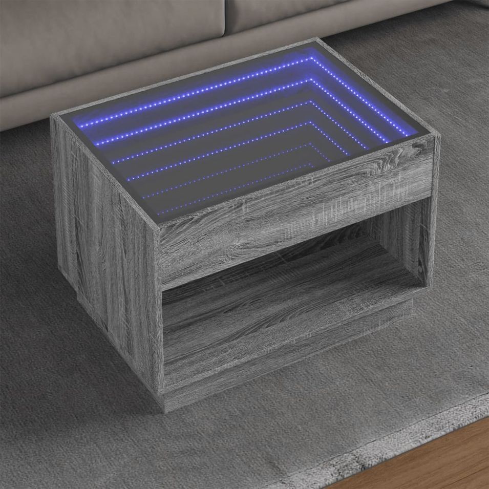 Table basse avec LED infini sonoma gris 70x50x50 cm - Photo n°1