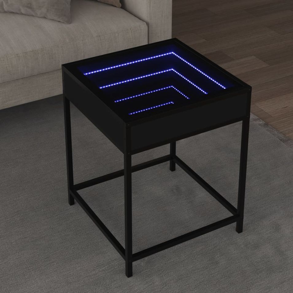 Table basse avec LED Infinity noir 40x40x51 cm - Photo n°1