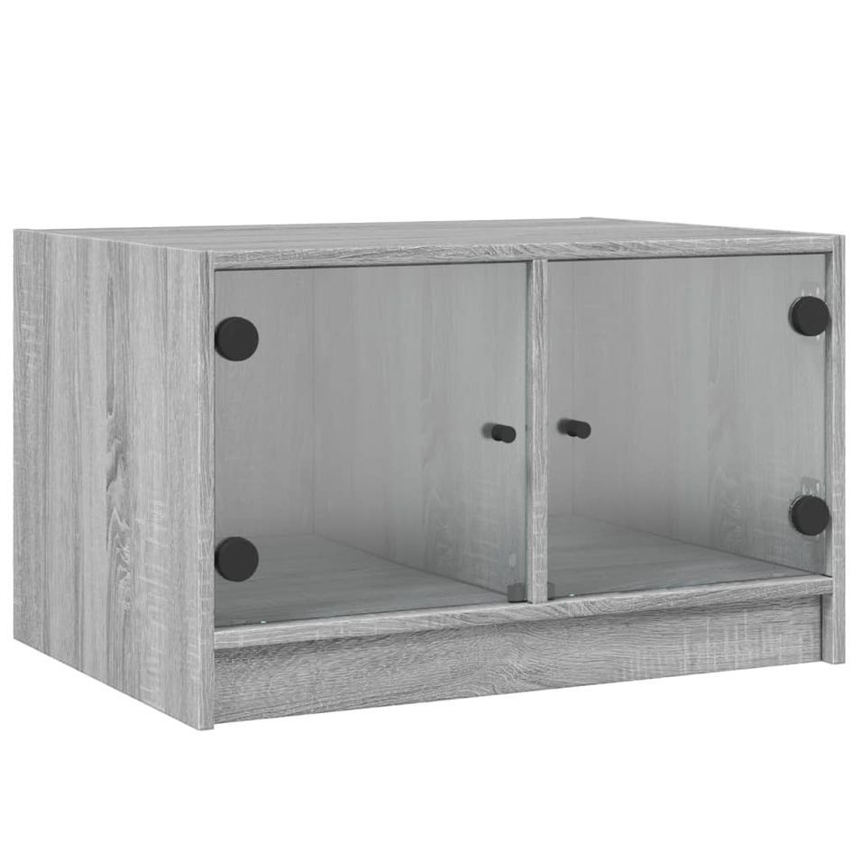 Table basse avec portes en verre sonoma gris 68x50x42 cm - Photo n°1