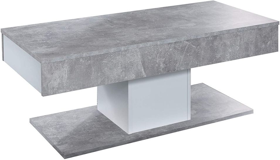 Table basse avec tiroirs gris béton et blanc Universalis - Photo n°1