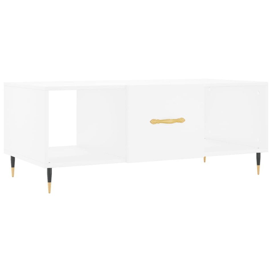 Table basse blanc 102x50x40 cm bois d'ingénierie - Photo n°1