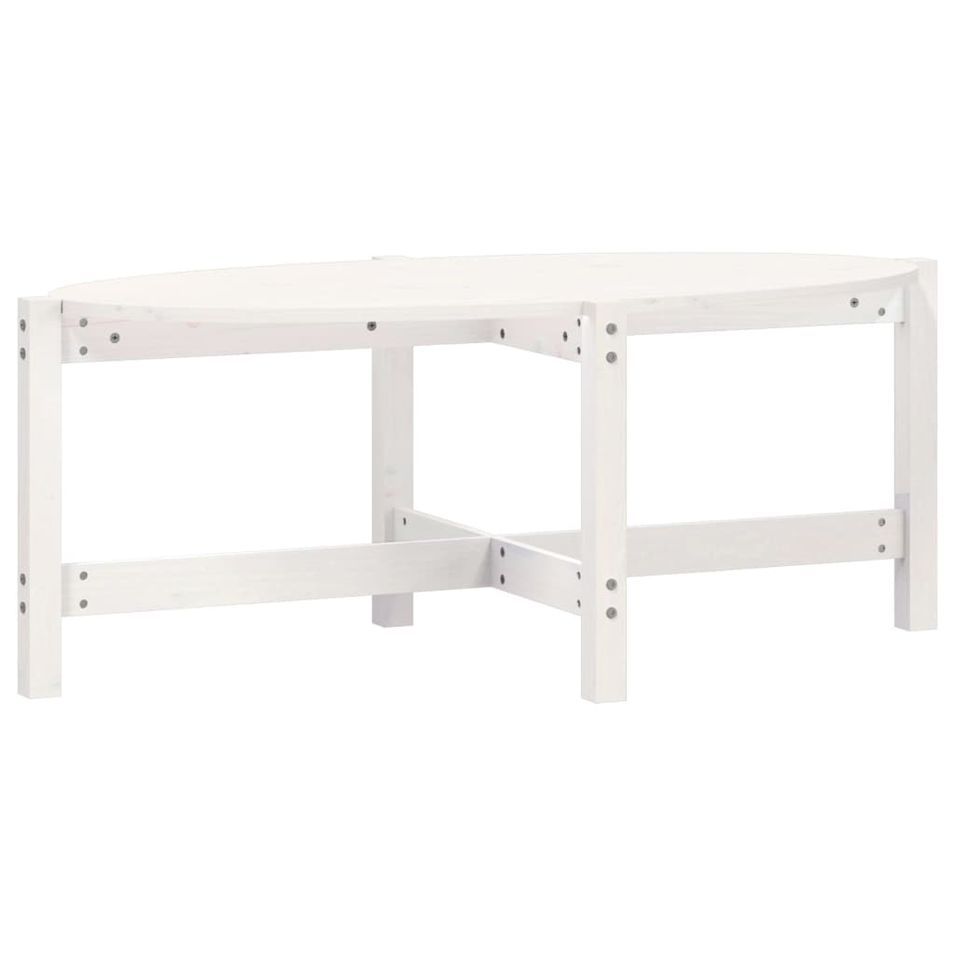 Table basse Blanc 118x63x45 cm Bois massif de pin - Photo n°1