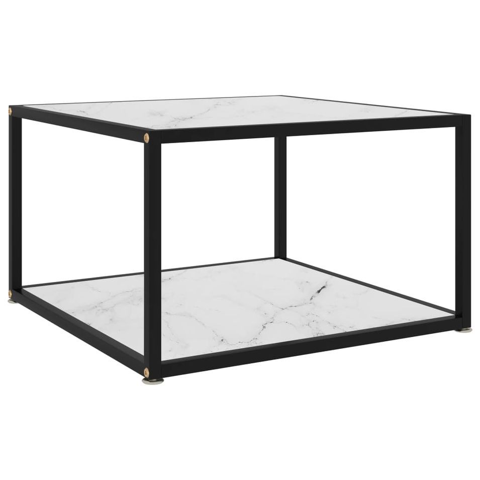 Table basse Blanc 60x60x35 cm Verre trempé - Photo n°1