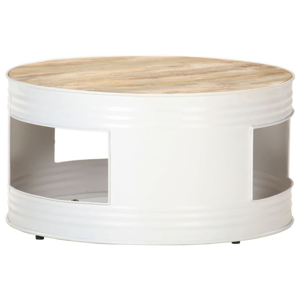 Table basse Blanc 68x68x36 cm Bois de manguier solide - Photo n°1