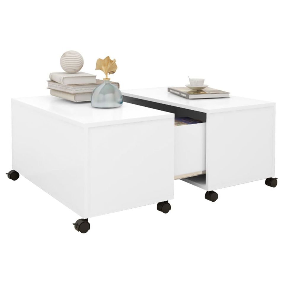 Table basse Blanc 75x75x38 cm - Photo n°1