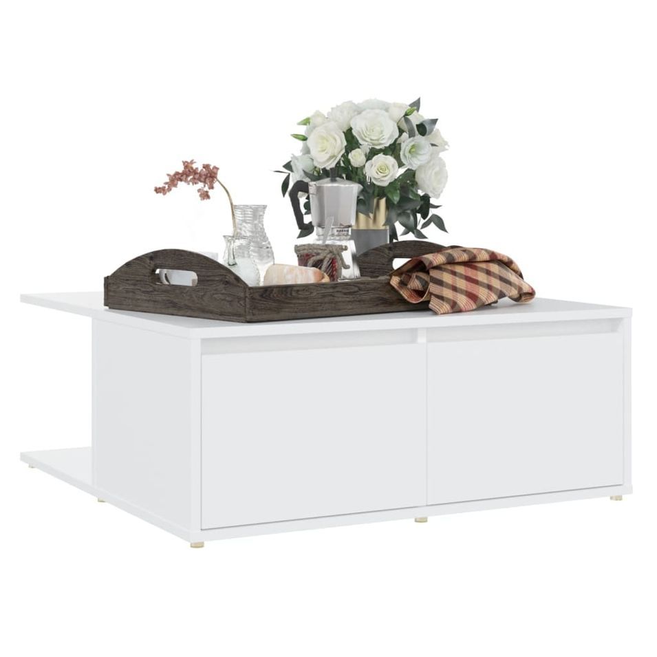 Table basse Blanc 80x80x31 cm - Photo n°1