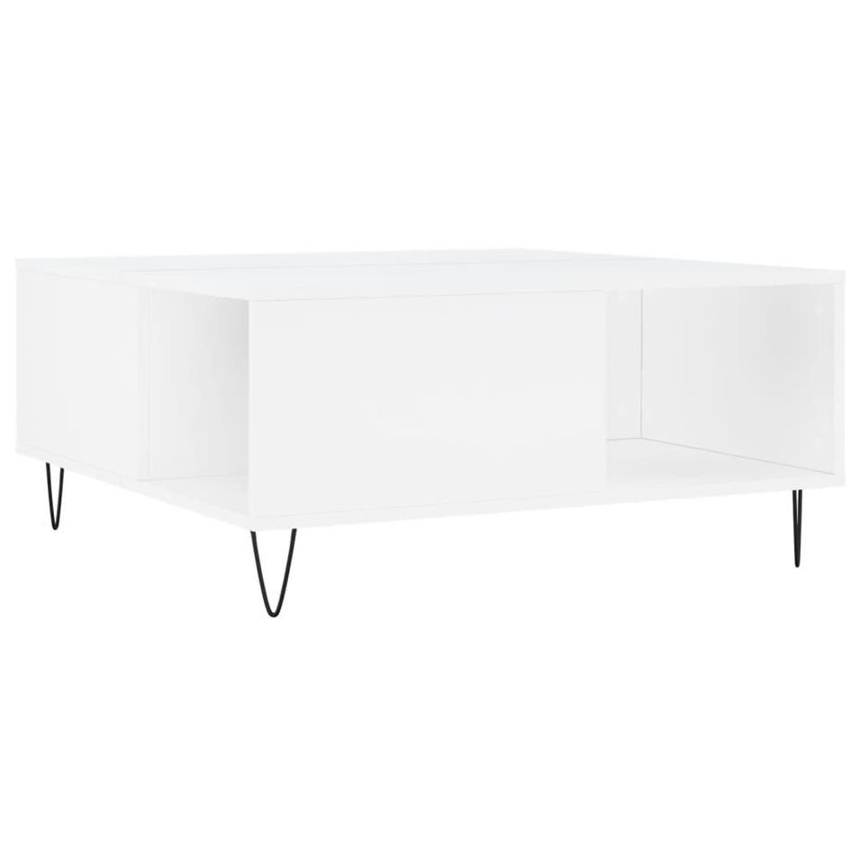 Table basse blanc 80x80x36,5 cm bois d'ingénierie - Photo n°1