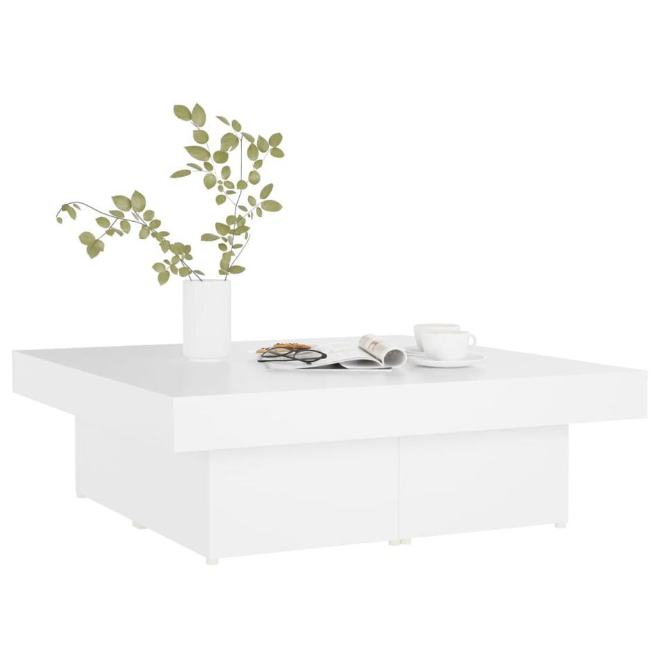 Table basse Blanc 90x90x28 cm - Photo n°1