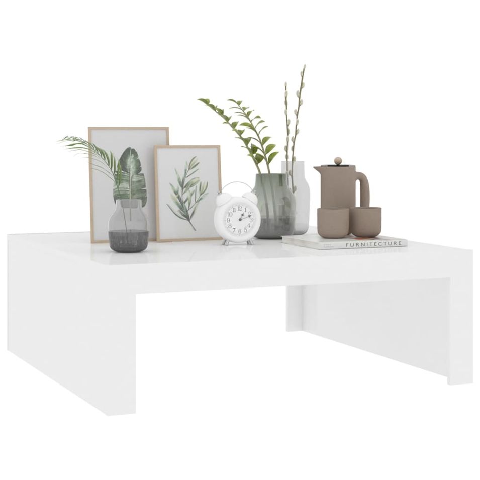 Table basse Blanc brillant 100x100x35 cm 2 - Photo n°1