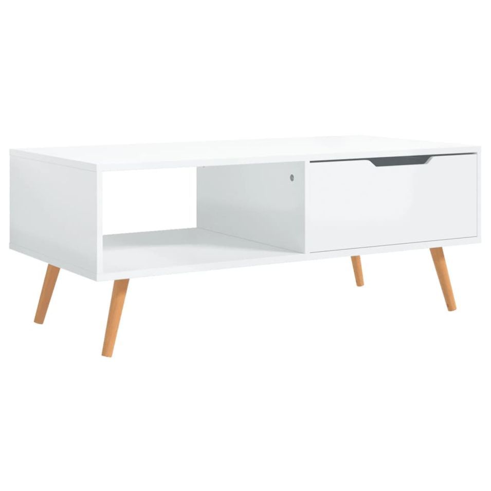 Table basse Blanc brillant 100x49,5x43 cm - Photo n°1