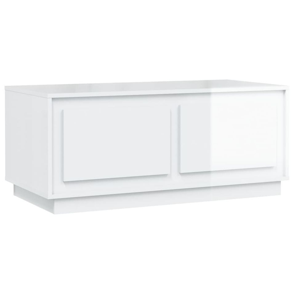 Table basse Blanc brillant 102x50x44 cm bois d'ingénierie - Photo n°1