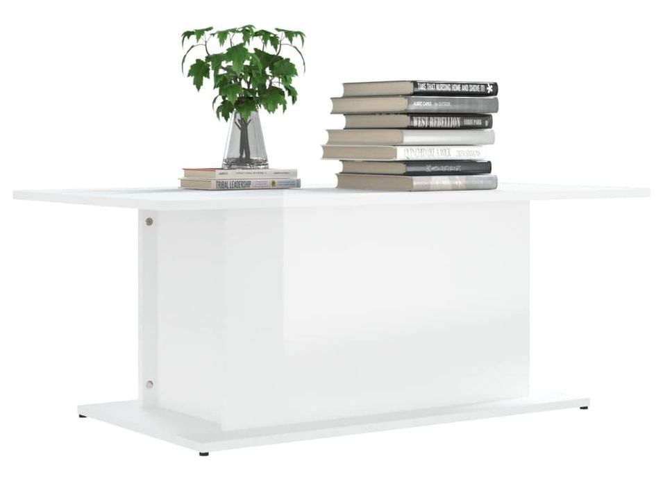 Table basse Blanc brillant 102x55,5x40 cm - Photo n°1