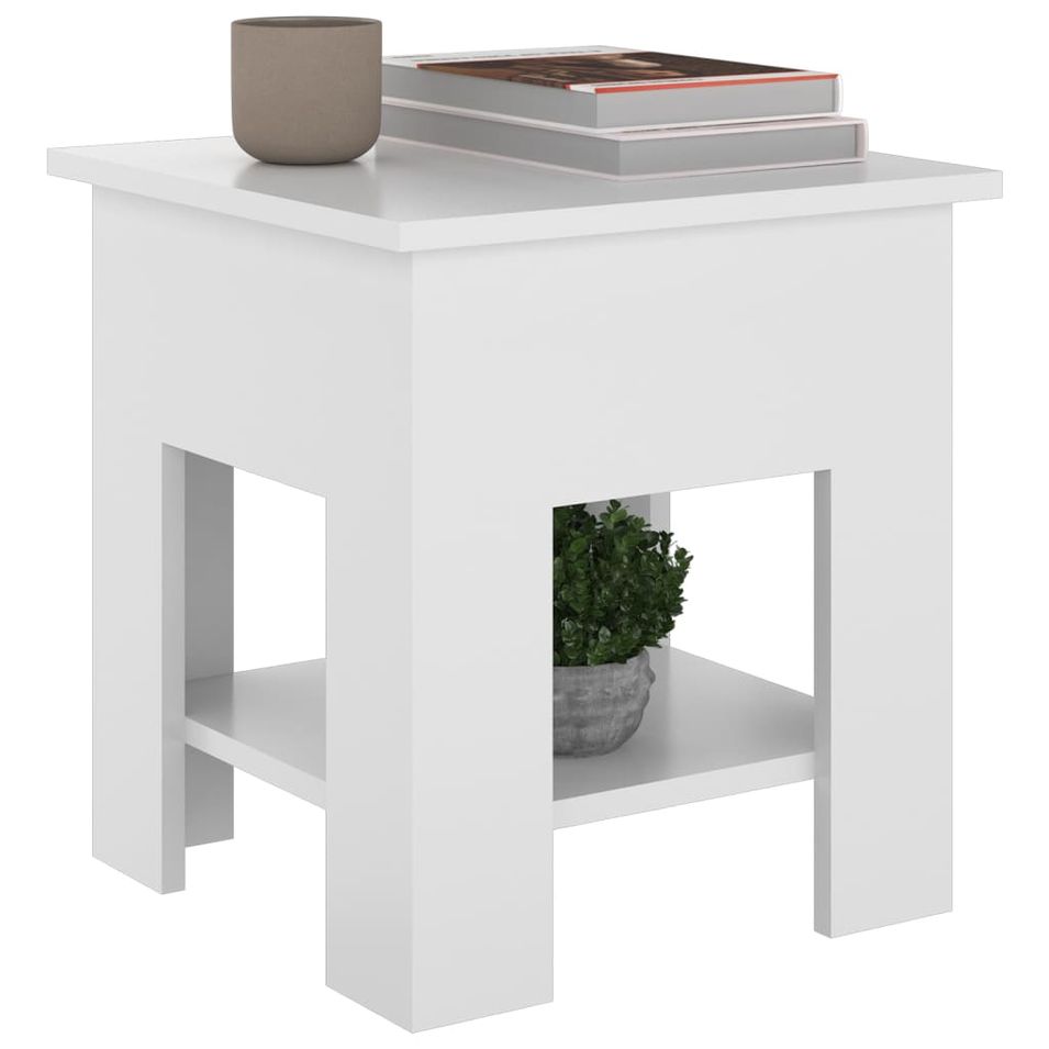 Table basse Blanc brillant 40x40x42 cm Bois d'ingénierie - Photo n°1