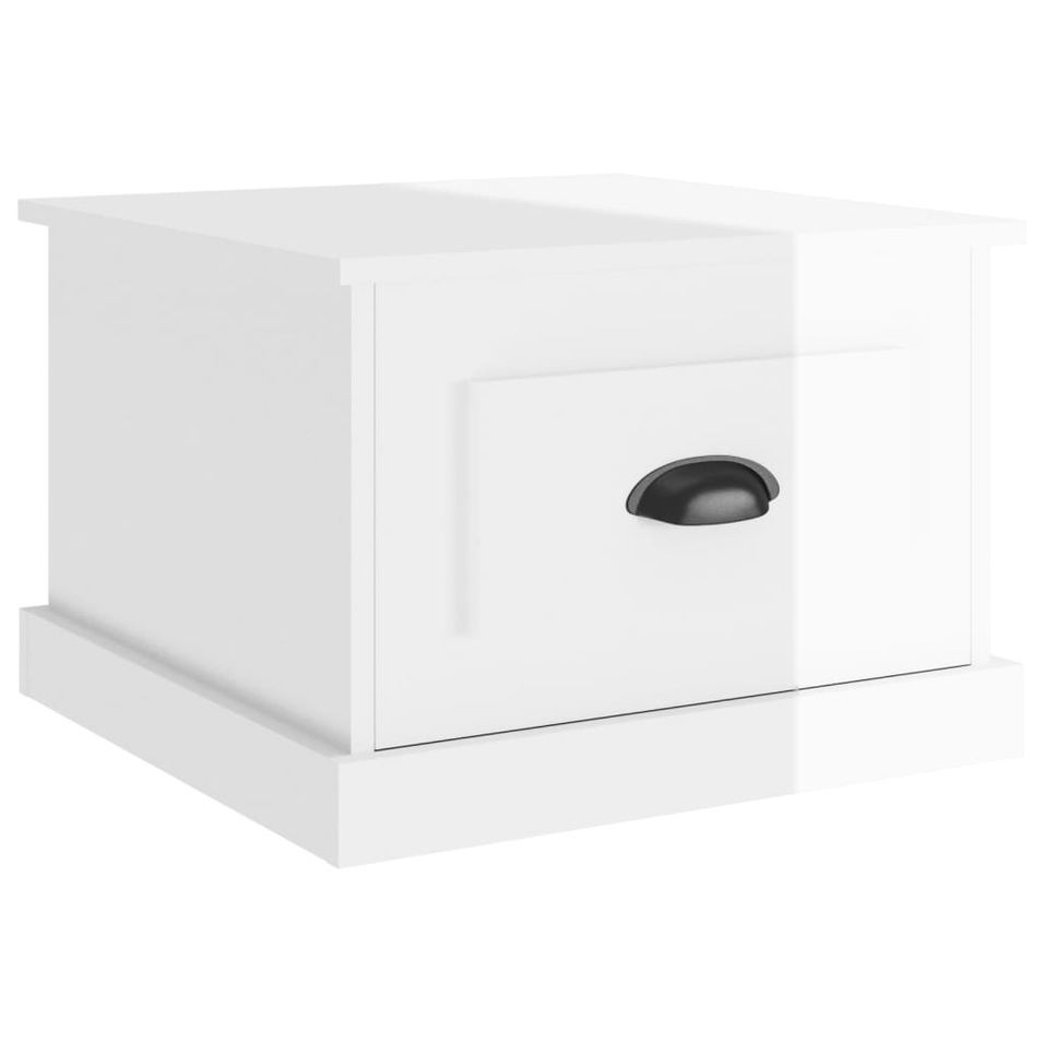Table basse blanc brillant 50x50x35 cm bois d'ingénierie - Photo n°1