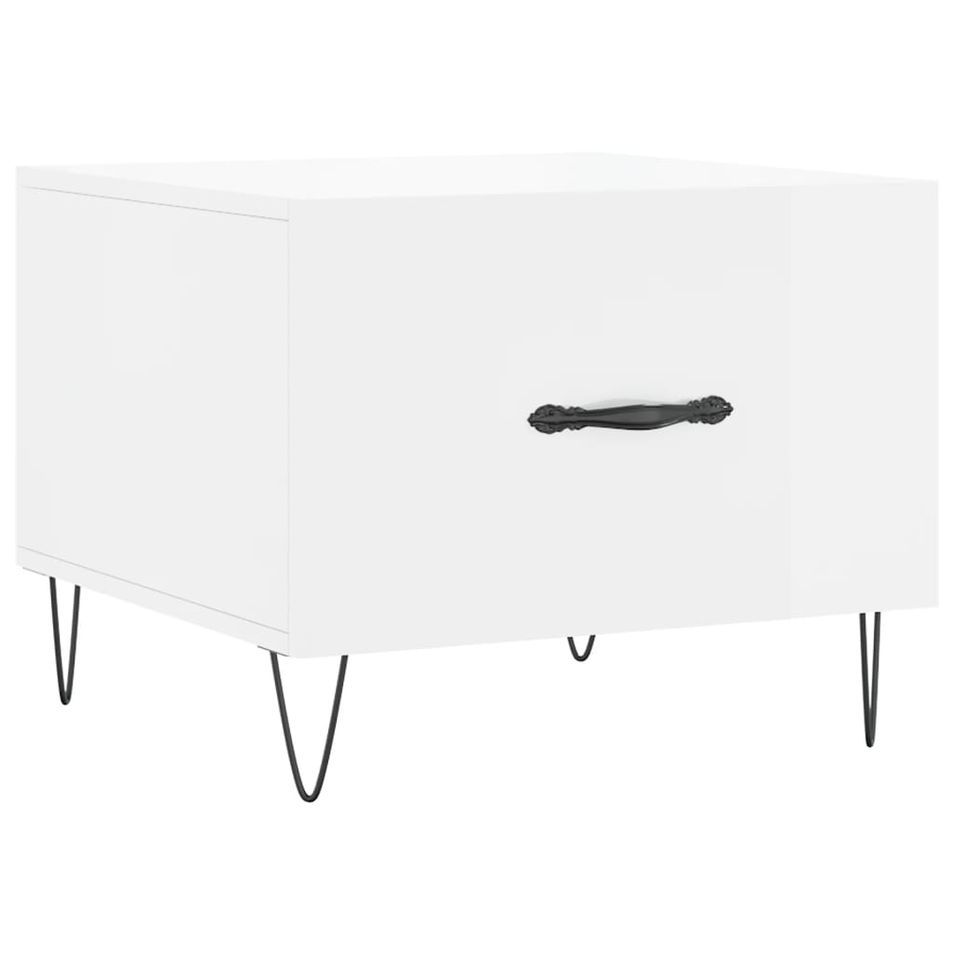 Table basse blanc brillant 50x50x40 cm bois d'ingénierie - Photo n°1