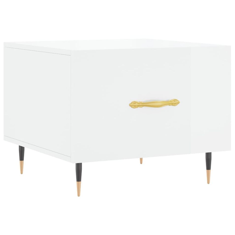 Table basse blanc brillant 50x50x40 cm bois d'ingénierie - Photo n°1