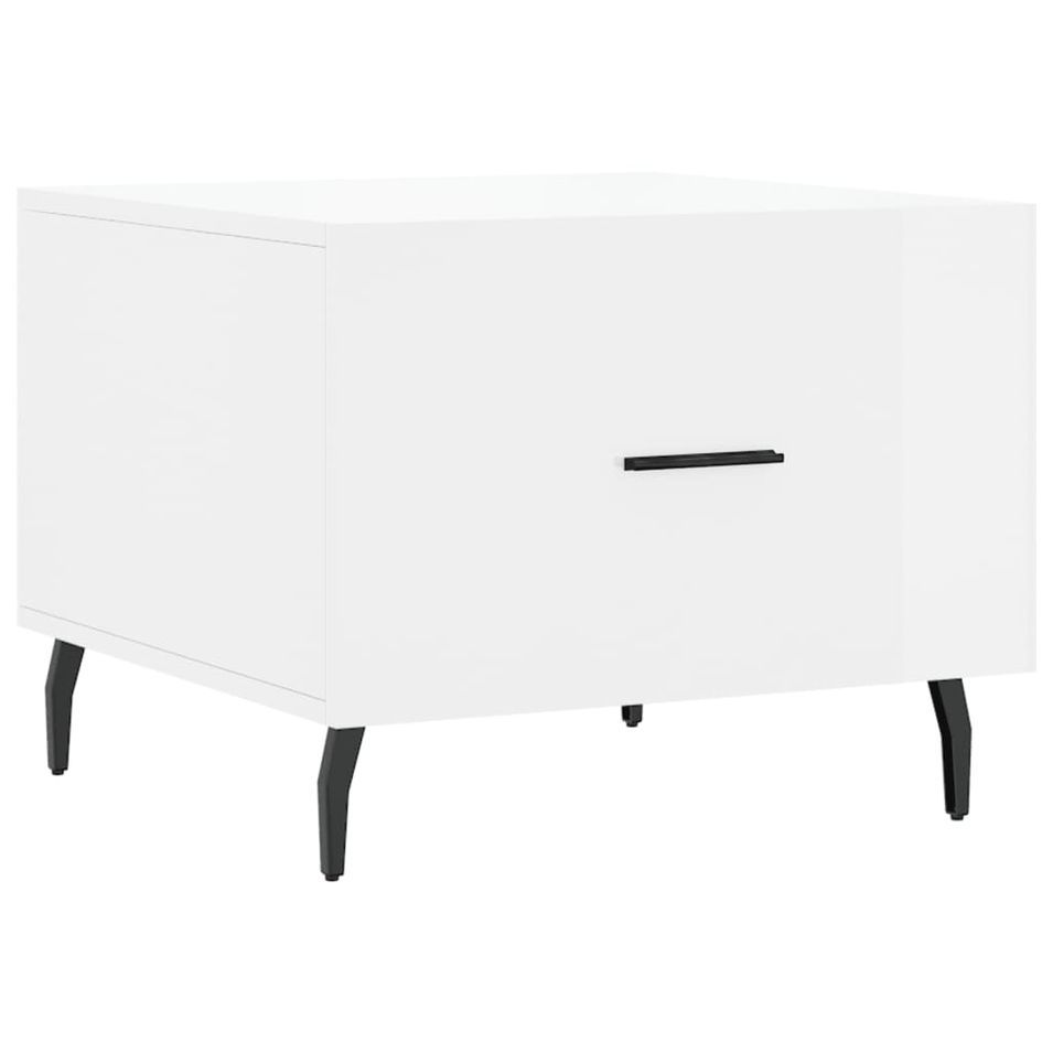 Table basse blanc brillant 50x50x40 cm bois d'ingénierie - Photo n°1