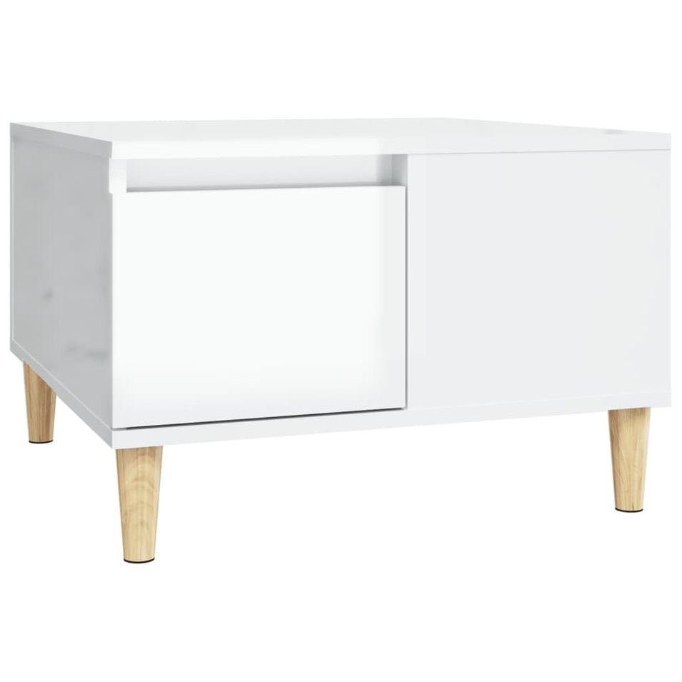 Table basse blanc brillant 55x55x36,5 cm bois d'ingénierie - Photo n°1