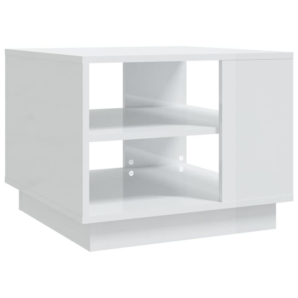 Table basse Blanc brillant 55x55x43 cm - Photo n°1