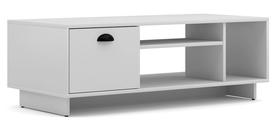 Table basse bois blanc brillant Luky 110 cm - Photo n°1